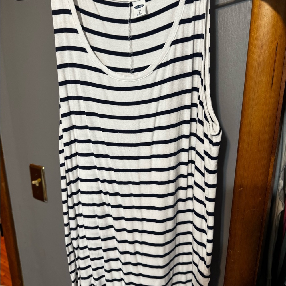 Old Navy Navy and White Striped Tank Top